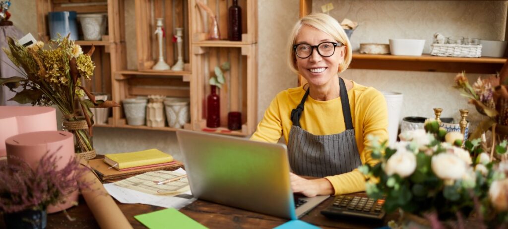 woman retail homewares computer